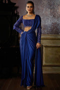 Royal Blue Designer Saree with Embellished Blouse