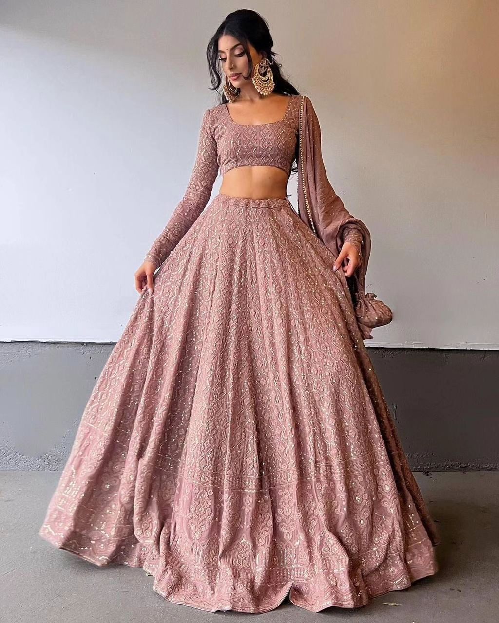 Blush Pink Embroidered Bridal Lehenga Set