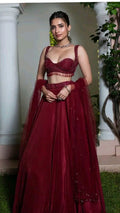 Ruby Red Embroidered Bridal Lehenga Set